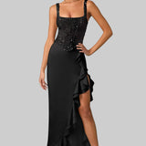 JANA | SATÉNIST KORSETI KLEITIDEGA VOLANDEGA