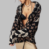 ESTERA | VINTAGE ÜLEMÕÕTMELINE KARDIGAN NUPPUDES, PIKADE VARRUKATE JA SÄRKIDE KRAEGA