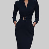 NIKOLA | ELEGANTNE MUSTAD KLEIDID VÖÖ JA MANDARIINI KRAEGA