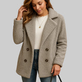 HENRIETA | LÜHIKE NAISTE TALVEKATE TEDDY MATERJALIST NUPPUDIGA